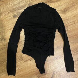 Vici Collection Entice Me Mock Neck Mesh Black Bodysuit